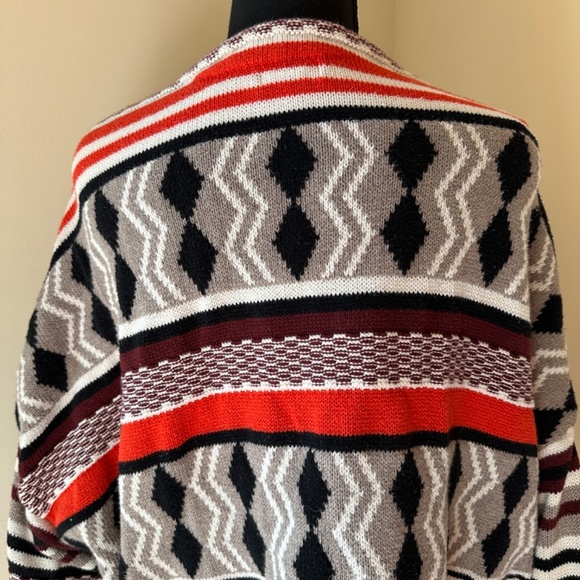 *OLD NAVY* Orange x Black Tribal Pattern Open-Front Cardigan Sweater Size XXL - Picture 5 of 7